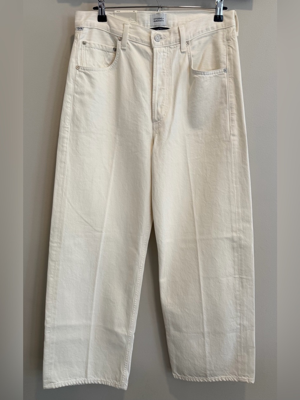 Citizens of Humanity Ayla Baggy Petite Jeans 29 Soft White Wide Leg 100% Cotton